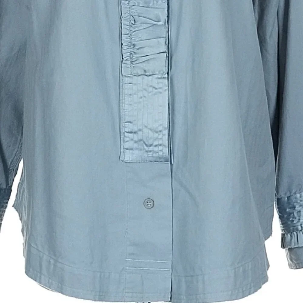 NWT We The Free Night Moves Shirt Blouse Boho Ruffle Blue $148 - Picture 13 of 15